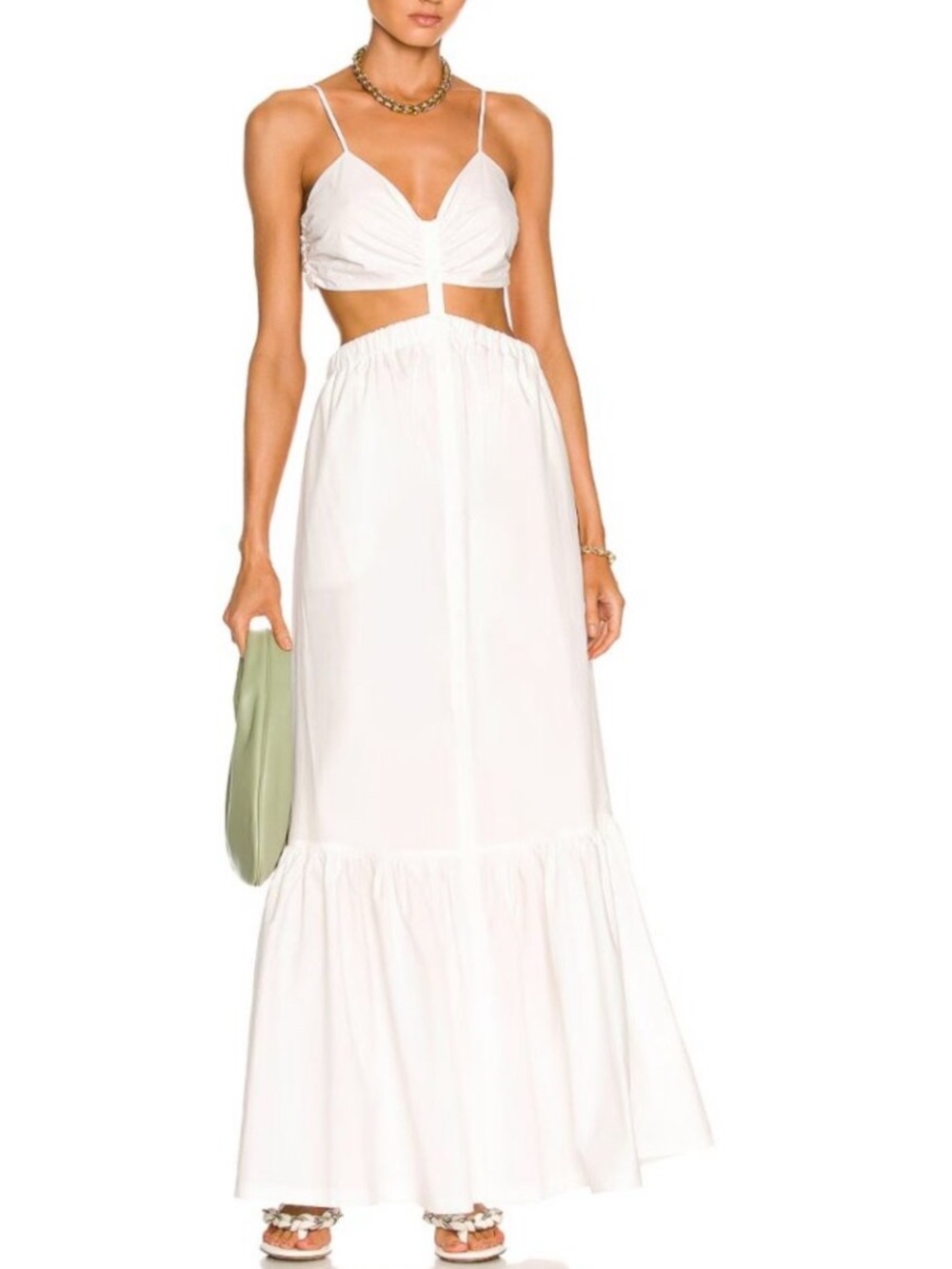 NWT SIMKHAI Kennedi Cutout Cotton Poplin Maxi Dress White M - Picture 5 of 11